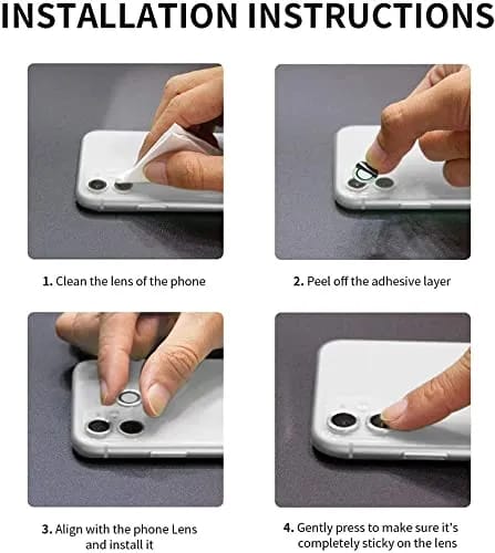 For IPhone 12 Mini Camera Lens Protector - Individual Metal Ring Lens Cover - Black - image 4