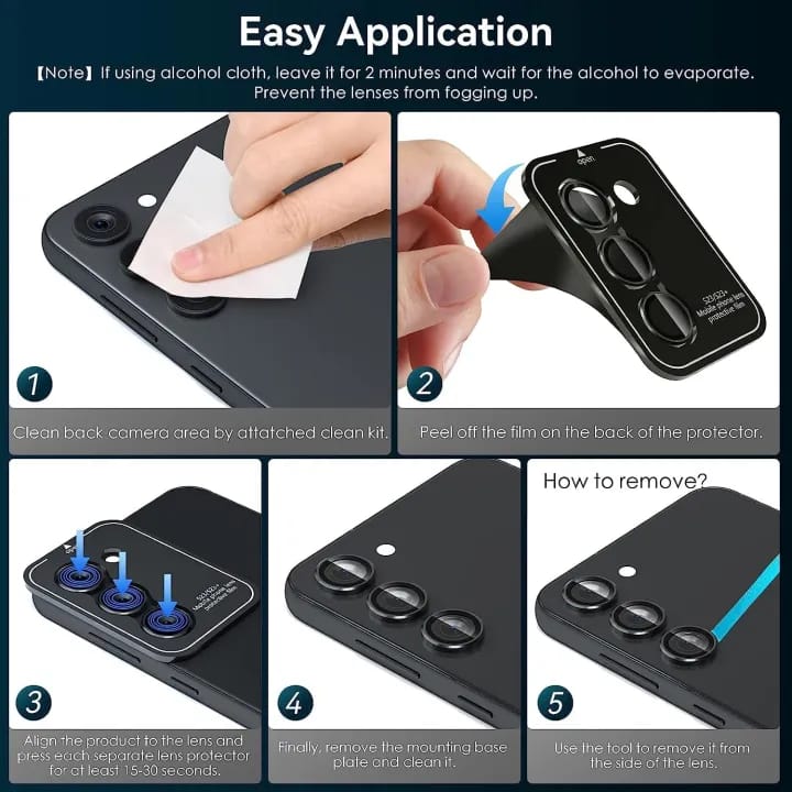 Camera Ring for Samsung Galaxy A15 5G - Lens Protector Individual Metal Ring Lens Cover - Black - image 5