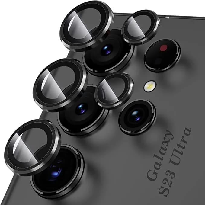 For Samsung Galaxy S23 Ultra Camera Lens Protector - Individual Metal Ring Lens Cover - Black - image 1