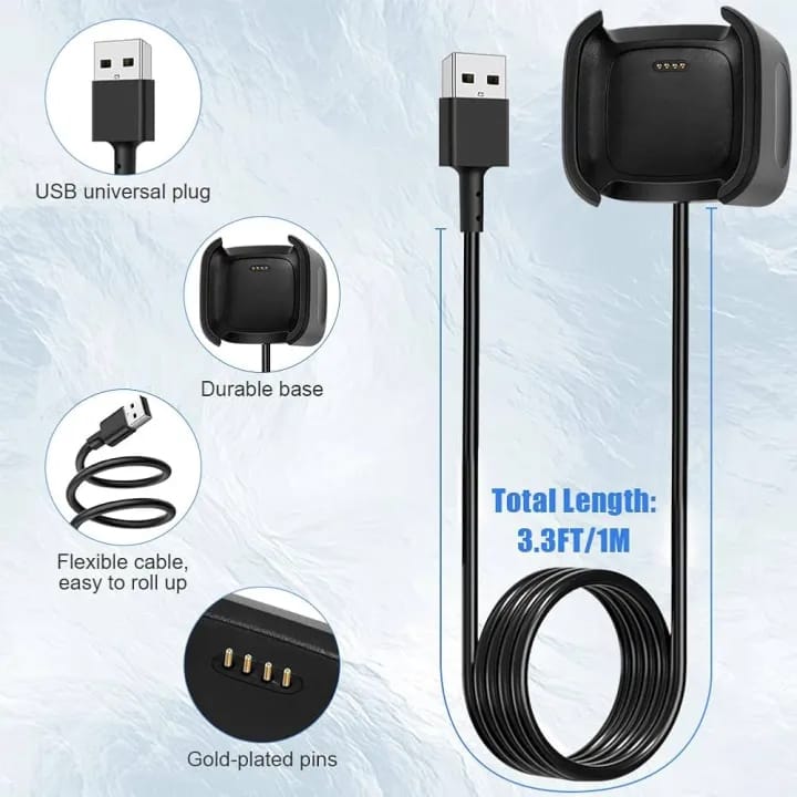 Charger for Fitbit Versa 2, Replacement Charging Cable Dock Cradle with USB Cord for Fitbit Versa2 Smartwatch (not for Fitbit Versa 1/SE/Lite) - image 2