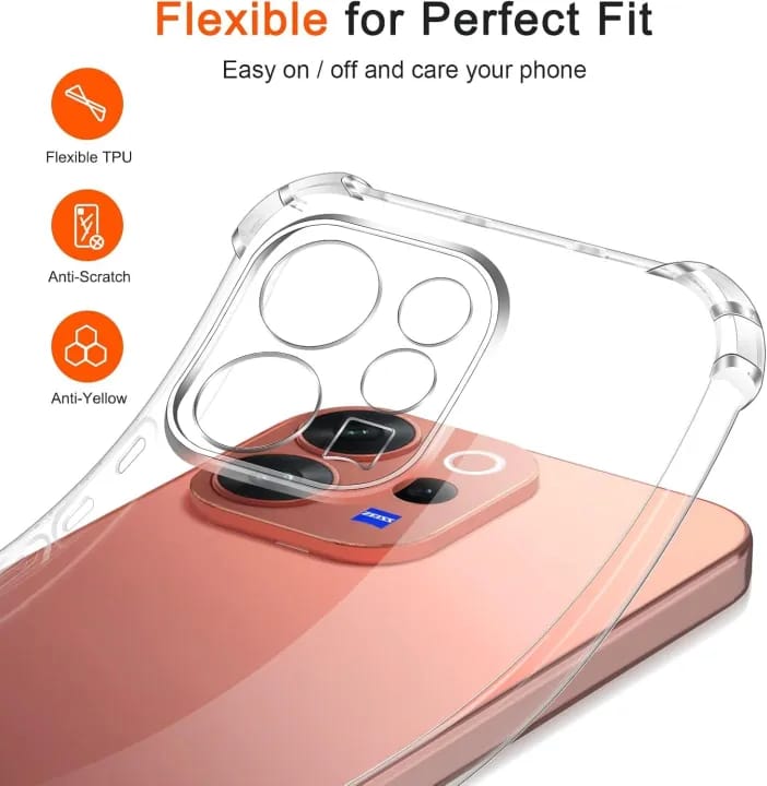 Case for Vivo V70/ V70 Elite - Clear Transparent Soft Shockproof Airbag Crystal Phone Back Cover - image 4