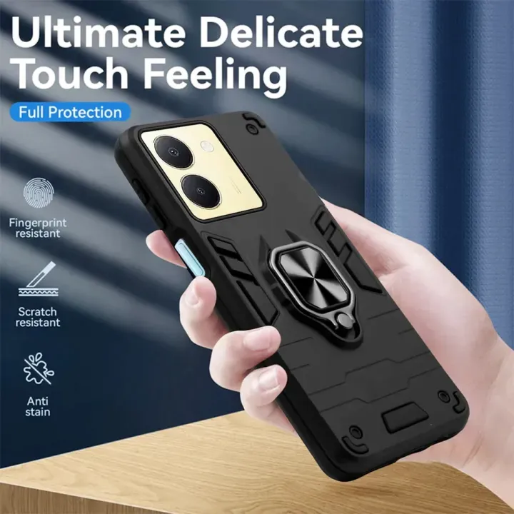 Case For Vivo Y36 4G / Y27 5G Back Cover | Armor Dual Layer Armor Defender Full Body Protective + PC Hybrid Kickstand - image 3