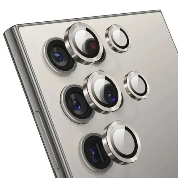 Camera Ring For Samsung Galaxy S24 Ultra 5G - Camera Lens 360 Degree Protection Tempered Glass Protector - Titanium Gray - image 1