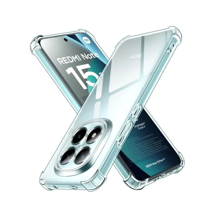 Cover for Redmi Note 15 / Pro / Pro Plus 4G/5G PC + TPU Clear Transparent Raised Edges Shockproof Protective Phone Bumper Case (Transparent) - image 1