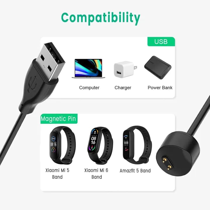 For Mi Band 5 / 6 Magnetic USB Charger Replacement Charging Cord Cable - image 4