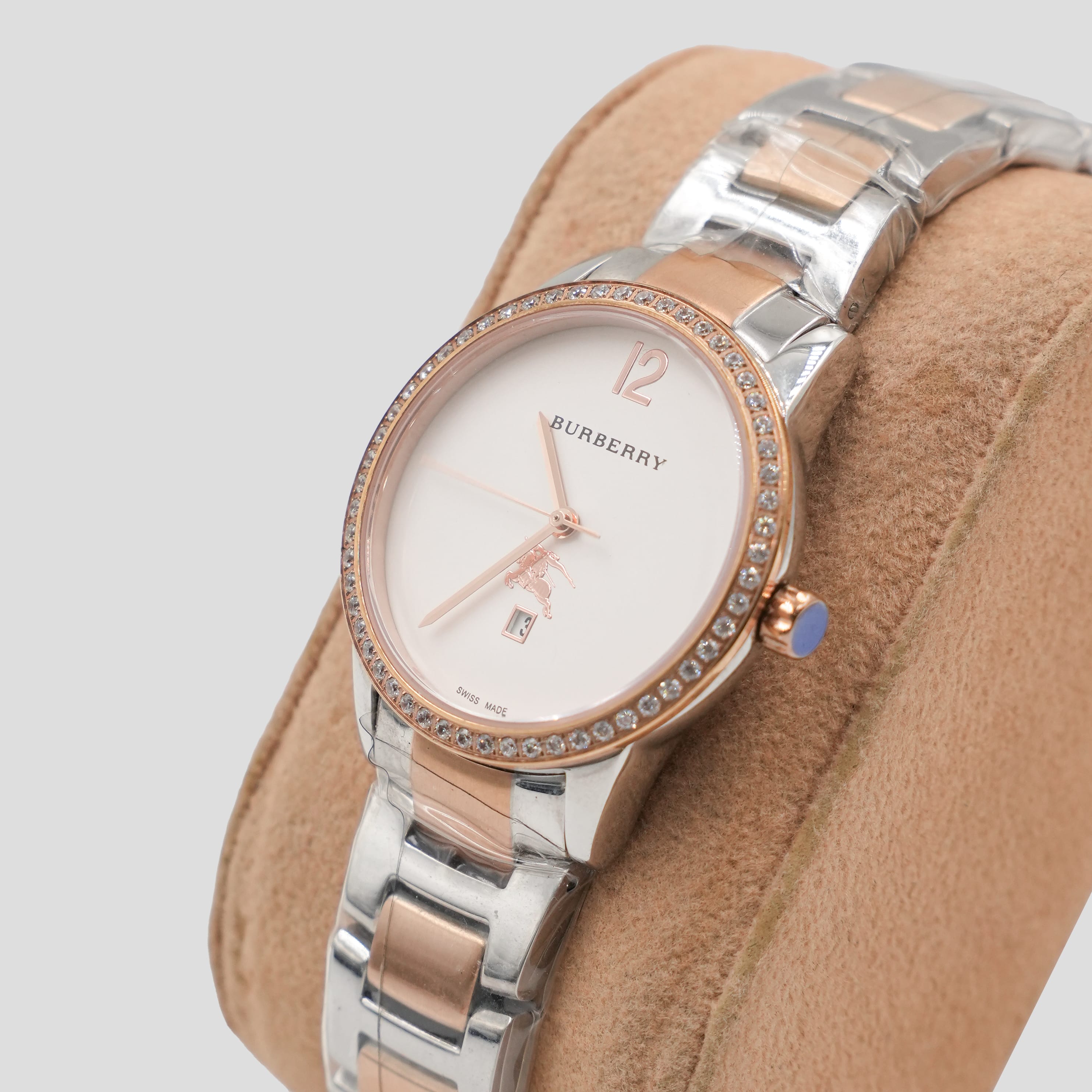 Burberry Two-Tone Crystal Bezel Ladies Watch with Silver and Rose Gold Bracelet - image 2