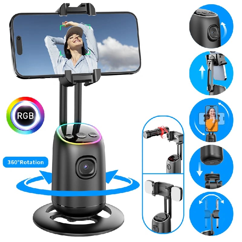 Home Use Vlog Live Stream Al Auto Face Tracking Phone Holder Flexible 360 Degree Motion Tracker - image 5