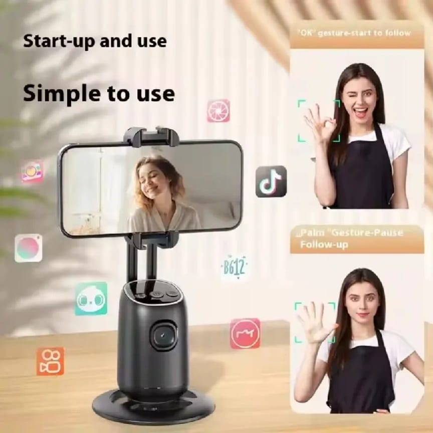 Home Use Vlog Live Stream Al Auto Face Tracking Phone Holder Flexible 360 Degree Motion Tracker - image 3