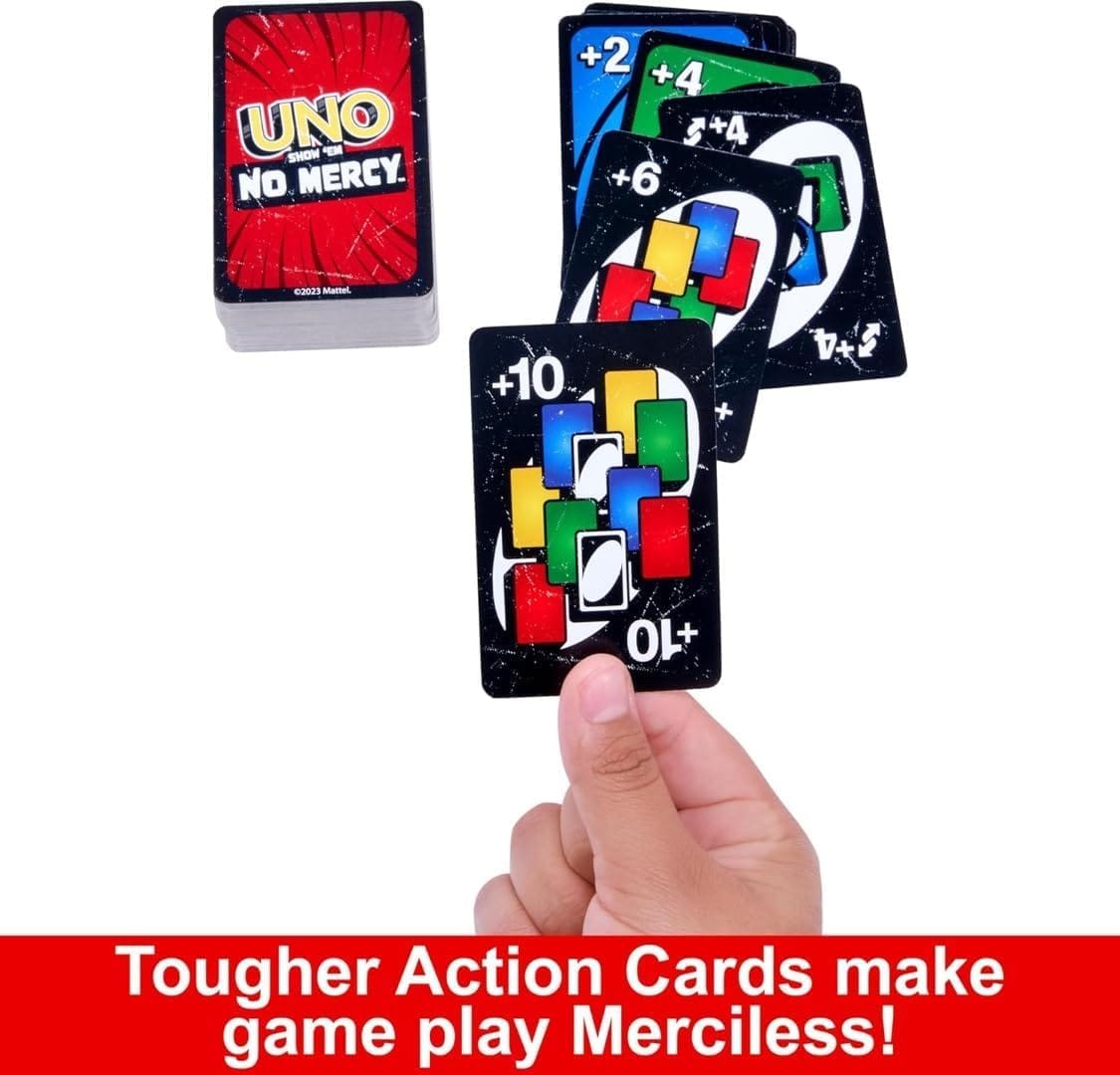 UNO Show 'Em No Mercy Card Game For Kids, Adults And Families To Gather And Travel With Extra Cards, Special Rules And Tougher Penalties! - image 2