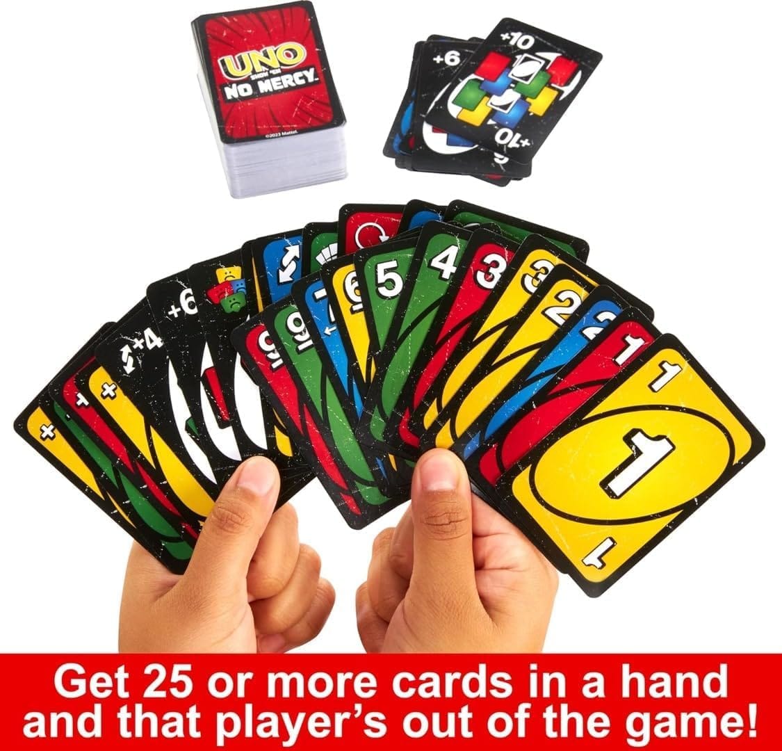 UNO Show 'Em No Mercy Card Game For Kids, Adults And Families To Gather And Travel With Extra Cards, Special Rules And Tougher Penalties! - image 1
