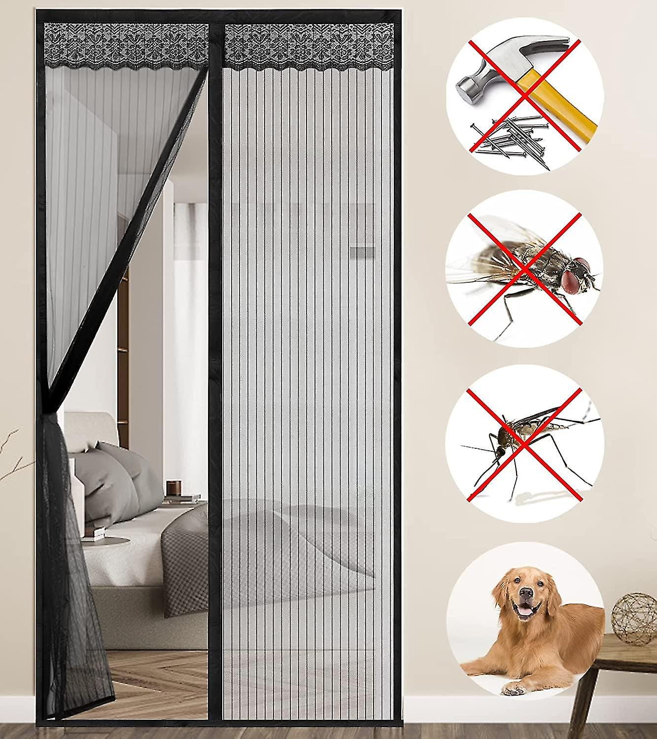 Hand Free Magic Mesh Anti-Mosquito Screen Door Curtain - image 2