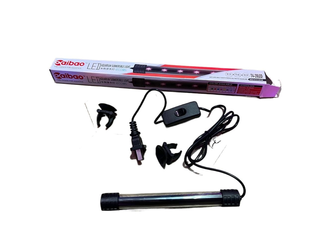 LED Aquarium Submersible Light T4-20LED In Multiple Selective Color - image 2