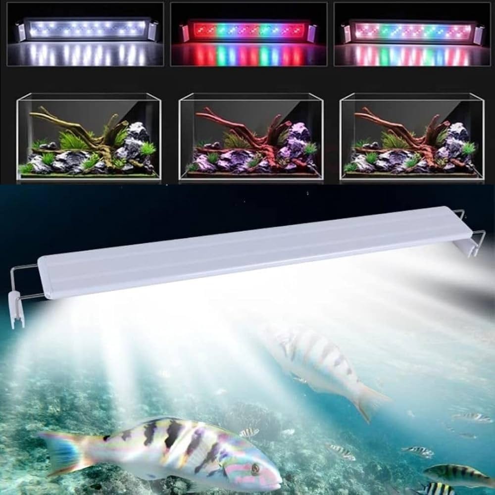 High Brightness Planted Aquarium Fish Tank Switchable White Red Green Blue Multi Colour LED Light L-30 | 8W | Suitable For 30-40CM - image 1