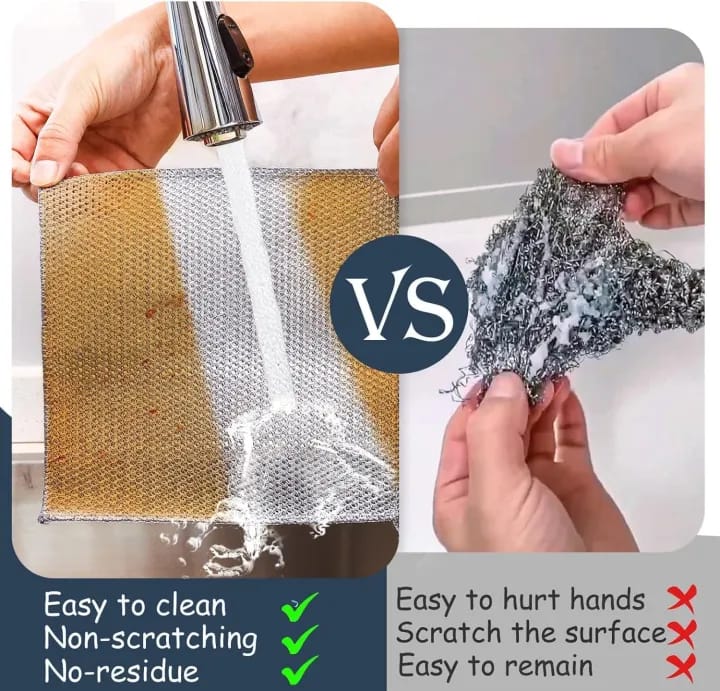 10 Pcs Multi-Purpose Stainless Steel Cleaning Sponge – Heavy Duty Kitchen Scrubber Pad By D.M. Traders - image 2