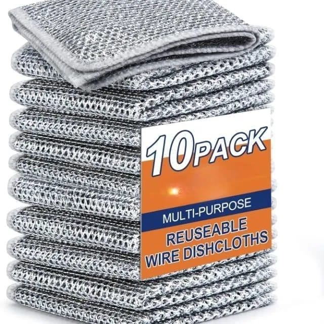 10 Pcs Multi-Purpose Stainless Steel Cleaning Sponge – Heavy Duty Kitchen Scrubber Pad By D.M. Traders - image 1
