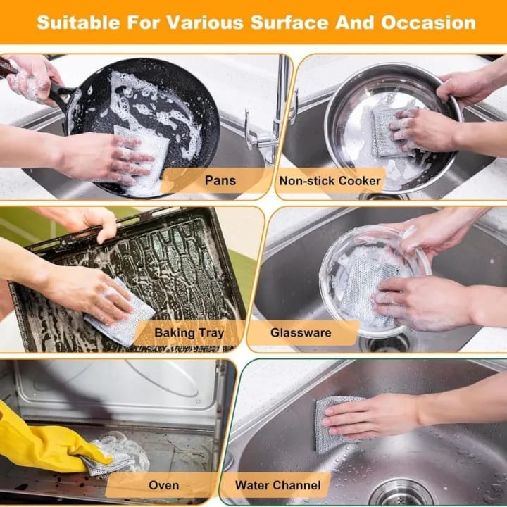 10 Pcs Multi-Purpose Stainless Steel Cleaning Sponge – Heavy Duty Kitchen Scrubber Pad By D.M. Traders - image 5
