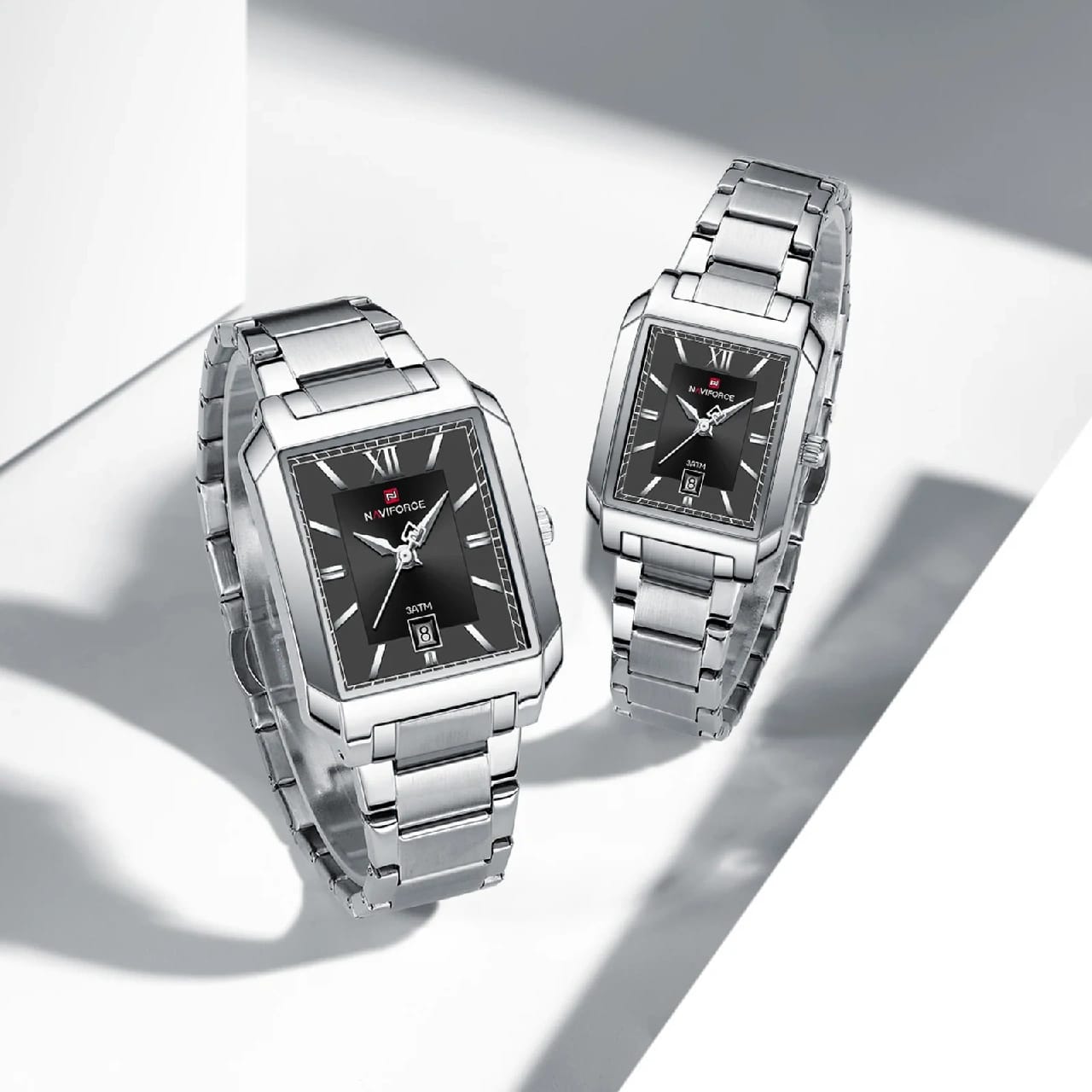 NaviForce NF9251-Silver/Black Couple Watch - image 1