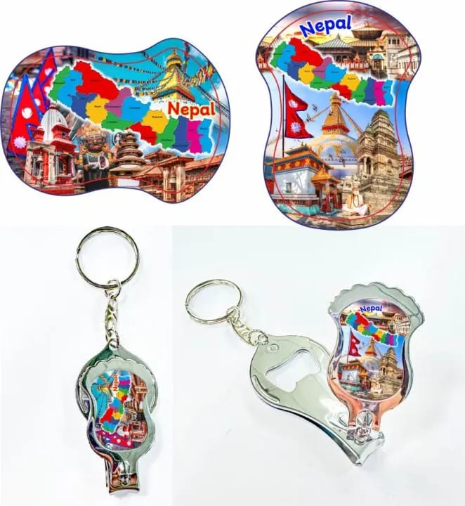 Nepal Souvenir Multipurpose Keychain | Stainless Steel Key Ring | Bottle Opener & Nail Cutter | Travel Gift collection - image 2