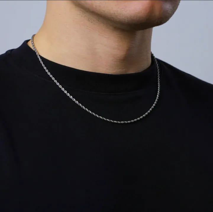 Stainless Classic Sliver Rope Chain For Men, GlowUp With BadAss Looks, Adjustable - image 2