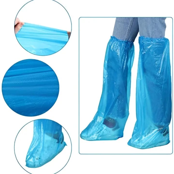 5 Pair Disposable Boot Covers Plastic Long Waterproof Shoes Cover Over The Knee Shoes Cover for Unisex - image 2