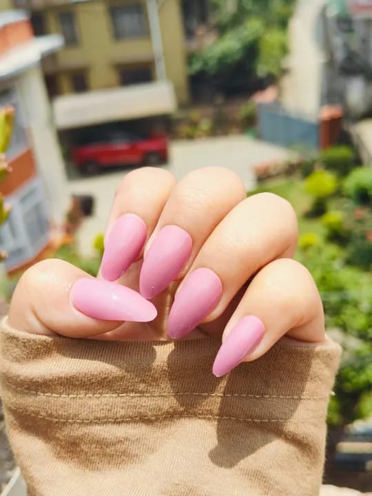 24 Pieces Excellent Quality Reusable Press On Nail Nude Pink Colored Designed Nail Best Gift For Your Female Friend, Suitable For Birthday, Weeding And Party Wear Comes With Manicure Set - image 2