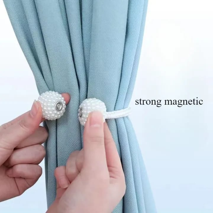 2PCS Pearl Magnetic Curtain Tie Backs | Luxurious Hanging Ball Buckle Clips | Elegant Curtain Holders for Home & Office Decor - image 3
