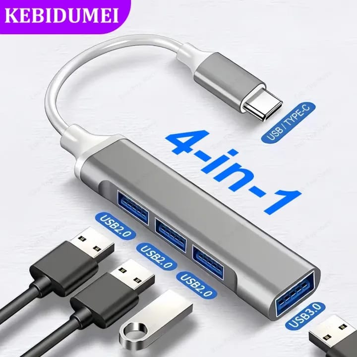 4-Port USB 3.0 & Type-C Hub Expander | High-Speed OTG Adapter & Docking Station for Laptop, PC, Hard Drive, Mouse & Keyboard (Choose One) - image 2