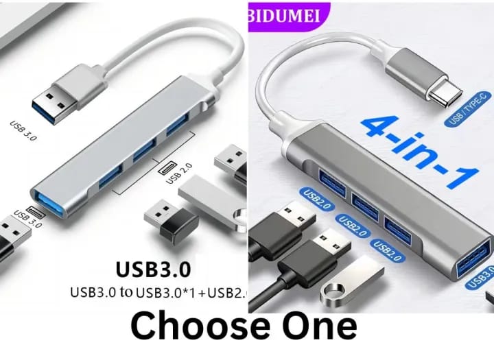 4-Port USB 3.0 & Type-C Hub Expander | High-Speed OTG Adapter & Docking Station for Laptop, PC, Hard Drive, Mouse & Keyboard (Choose One) - image 1