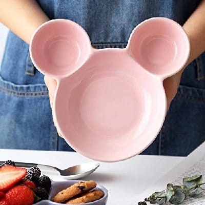 1 Set (4 Piece) Cute Baby Mickey Mouse Head Shape Portable Ceramic Plate For Kids Creative Food Container Tableware, 1 Piece - image 3