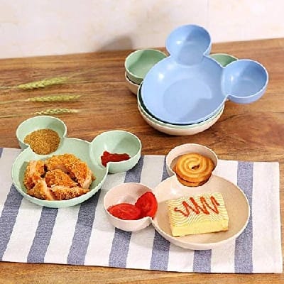 1 Set (4 Piece) Cute Baby Mickey Mouse Head Shape Portable Ceramic Plate For Kids Creative Food Container Tableware, 1 Piece - image 5
