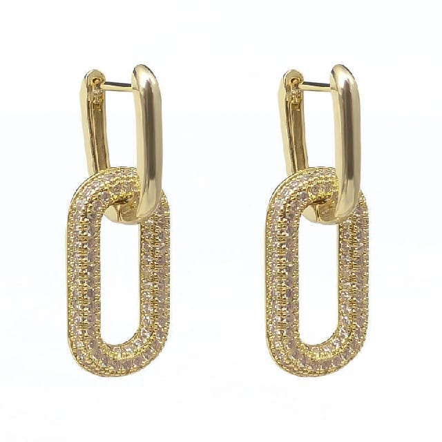 Women'S Aesthetic Stylish Fashion Jewellery Bali Hangings With Cubic Zirconia Interlocked Huggee Hoop Earrings Stainless Steel, Anti-Tarnish - image 4