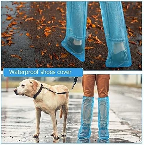 2 Pair Disposable Boot Covers Plastic Long Waterproof Shoes Cover Over The Knee Shoes Cover for Unisex - image 2