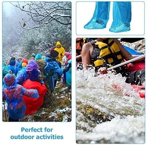 2 Pair Disposable Boot Covers Plastic Long Waterproof Shoes Cover Over The Knee Shoes Cover for Unisex - image 3