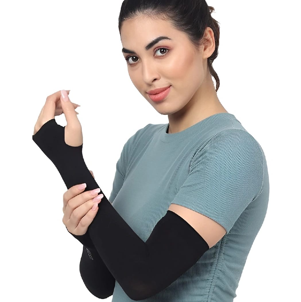 Let'S Slim Arm Sleeve Gloves With Thumb Hole Protect From Uv Rays - image 1