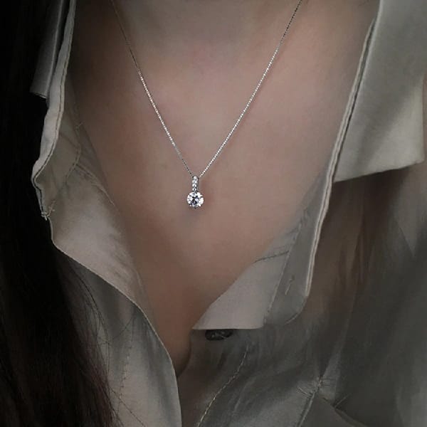 Diamond Solitaire Italian Thin Chain With Cubic Zirconia Pendant Necklace For Women And Girl, Best Gift Ever - image 5