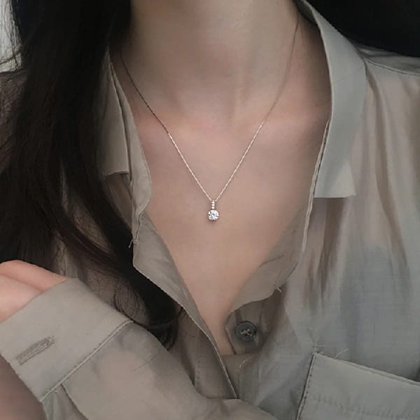 Diamond Solitaire Italian Thin Chain With Cubic Zirconia Pendant Necklace For Women And Girl, Best Gift Ever - image 4