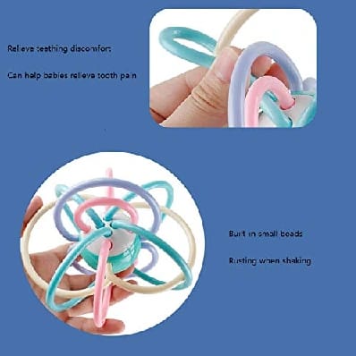 Newborn Anti-Toxic Rattle & Hand Bell Teether Ball Toy Perfect For Teething, Sensory & Fine Motor Skill Of Baby - image 3