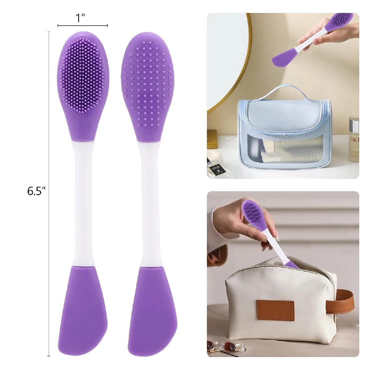 1 Piece 2 In 1 Double-Sided Facial Scrubber Brush Tool For Deep Gently Exfoliating Of Face & Body - image 2