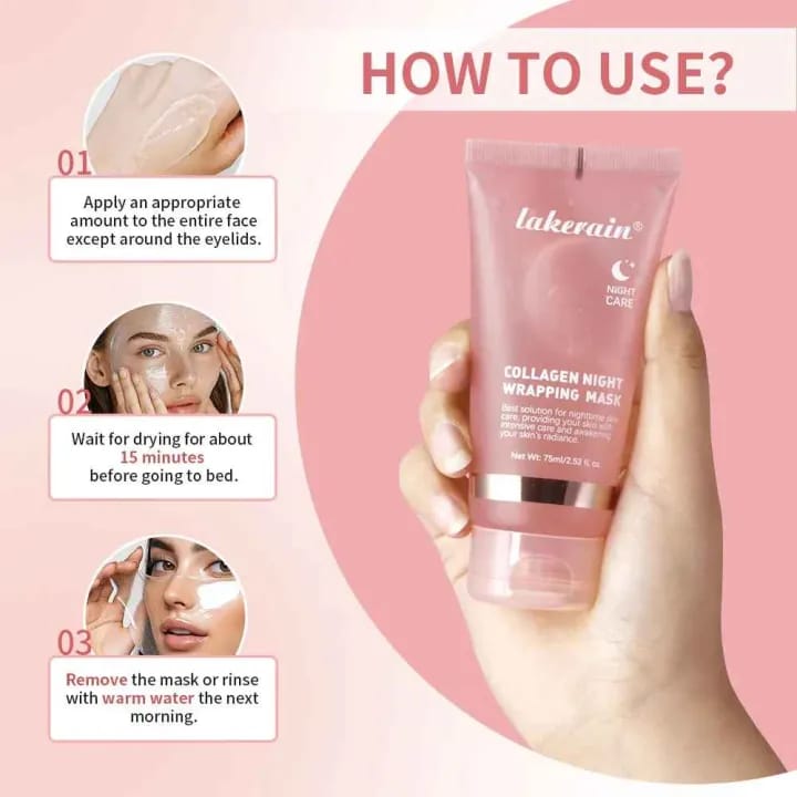Collagen Overnight Wrapping Peel-Off Facial Mask – 75ml Korean Night Care Mask for Deep Hydration & Firming - image 2