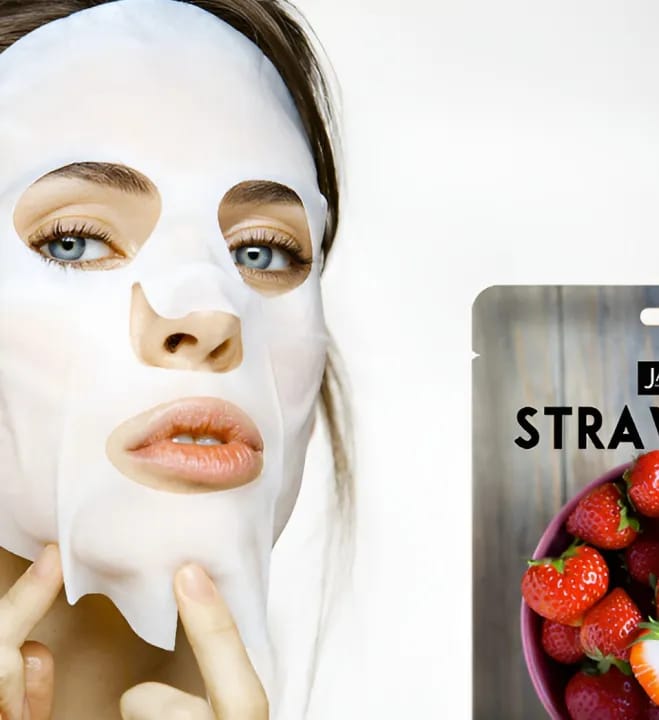 1 Packet Strawberry Flavor Facial Sheet Face Mask Pack Of 10 Sheet - image 4
