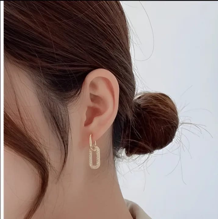 1 Pair Gold Link Chain Earrings Dangle Drop Earrings Double Circle Hoop Earrings Minimalist Dangling Earrings For Women Gifts - image 1