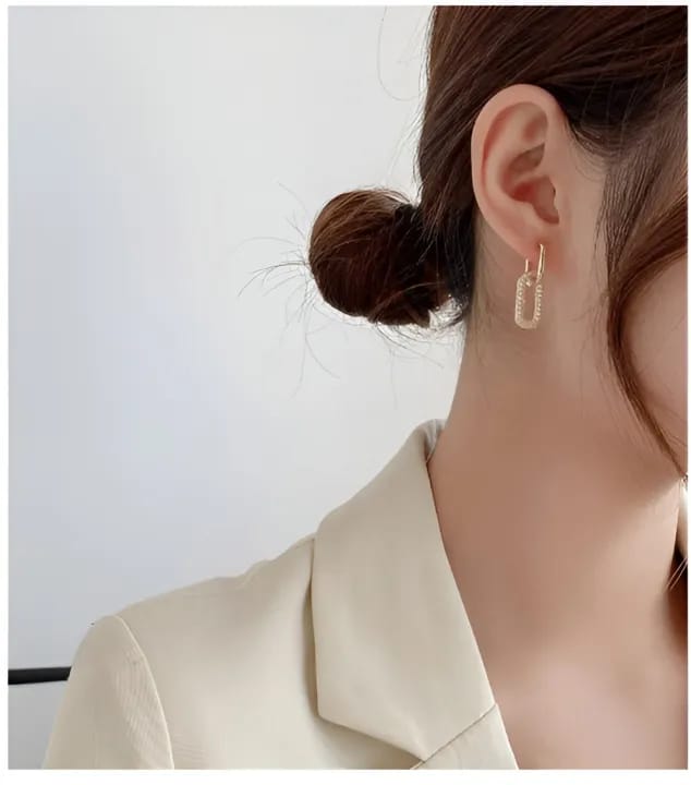 1 Pair Gold Link Chain Earrings Dangle Drop Earrings Double Circle Hoop Earrings Minimalist Dangling Earrings For Women Gifts - image 5