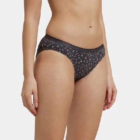 Medium Coverage Super Combed Cotton Bikini With Exposed Waistband And StayFresh Treatment - Dark Prints (Pack Of 3) - image 4