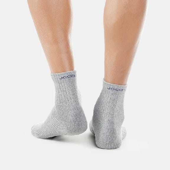 Compact Cotton Terry Ankle Length Socks With StayFresh Treatment - Mid Grey Melange - image 2