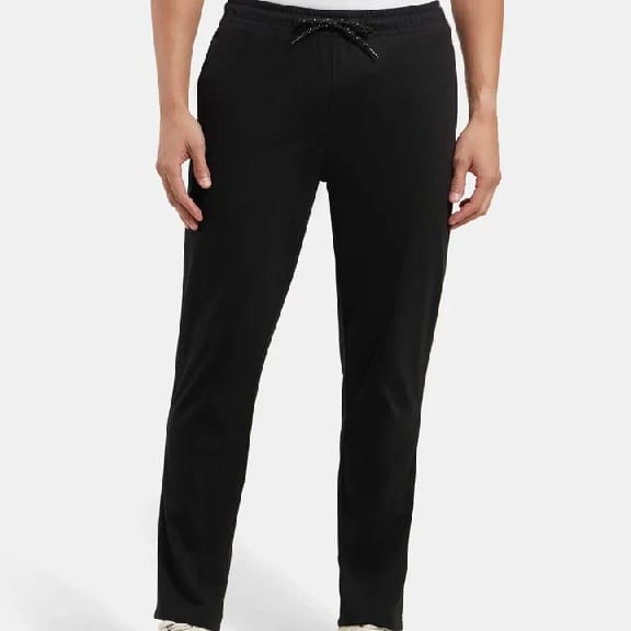 Super Combed Cotton Rich Regular Fit Trackpant With Side Pockets - Black & Grey Melange - image 2