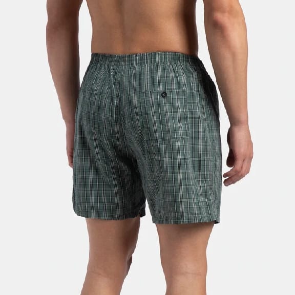 Super Combed Mercerized Cotton Woven Checkered Boxer Shorts With Back Pocket - Dark Forest & Seaport Teal (Pack Of 2) - image 3
