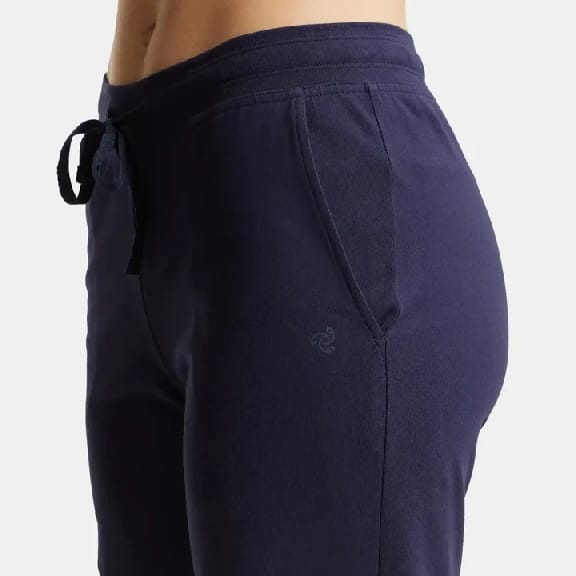 Super Combed Cotton Elastane Stretch Relaxed Fit Trackpants With Side Pockets - Navy Blazer - image 2