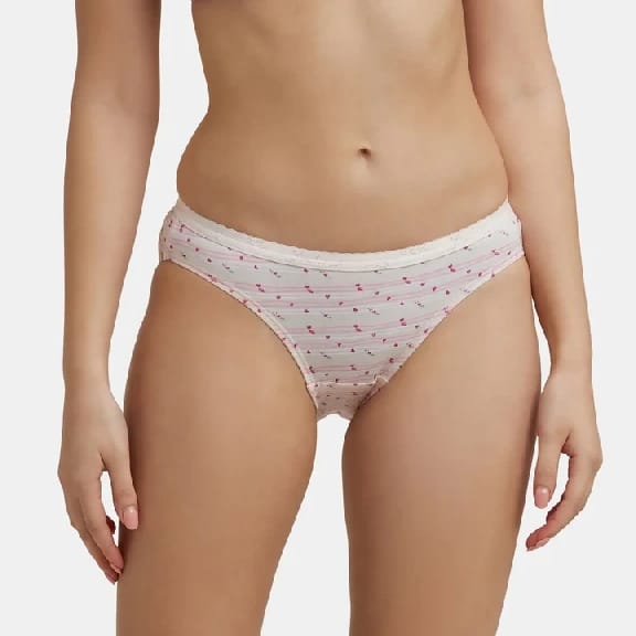 Medium Coverage Super Combed Cotton Bikini With Exposed Waistband And StayFresh Treatment - Light Prints (Pack Of 3) - image 3