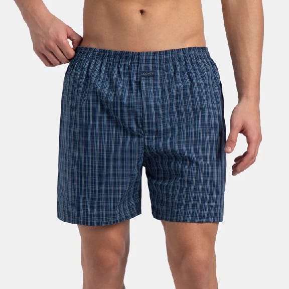 Super Combed Mercerized Cotton Woven Checkered Boxer Shorts With Side Pocket - NAVY & BLUE SHADOW NEW (Pack Of 2) - image 2