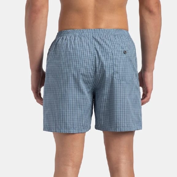 Super Combed Mercerized Cotton Woven Checkered Boxer Shorts With Side Pocket - NAVY & BLUE SHADOW NEW (Pack Of 2) - image 5